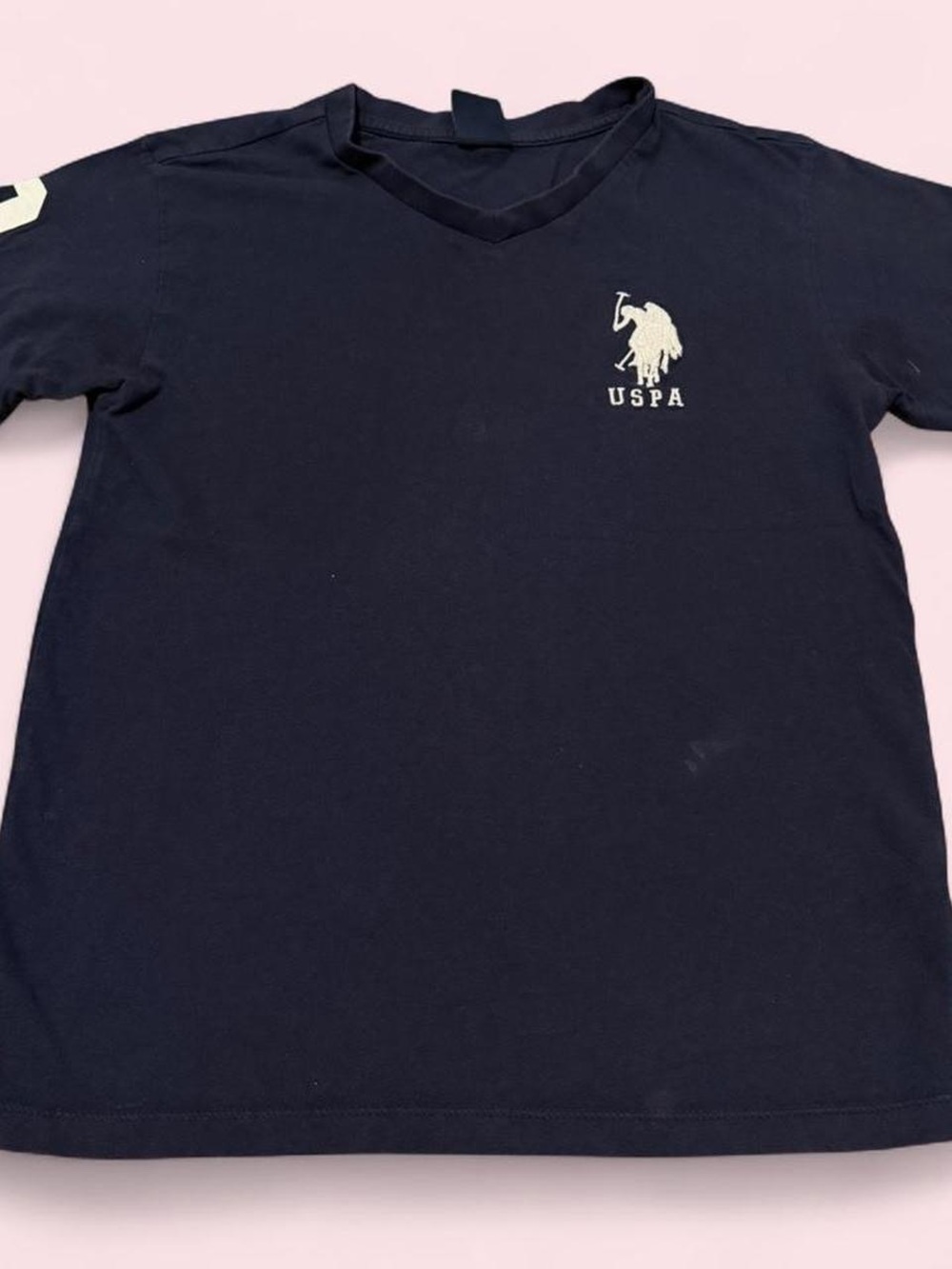 U.S. Polo Assn. Navy V-Neck Tee with White Polo Logo